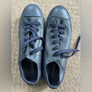 Navy Blue leather Converse sneakers